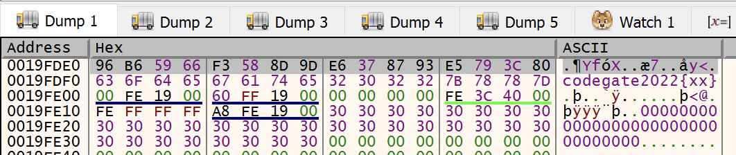 언패커로 언패킹했을 때 암호문 (input = “0” * 32)
